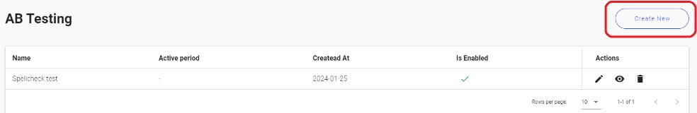 A/B testing create new button