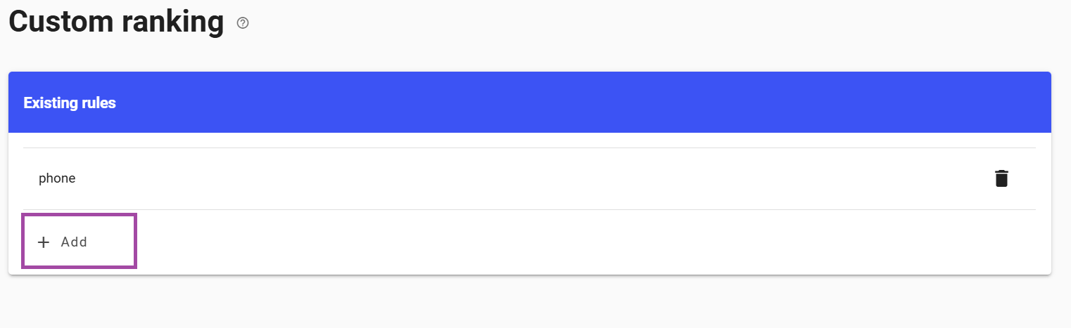 Custom ranking add new