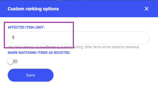 Custom ranking options