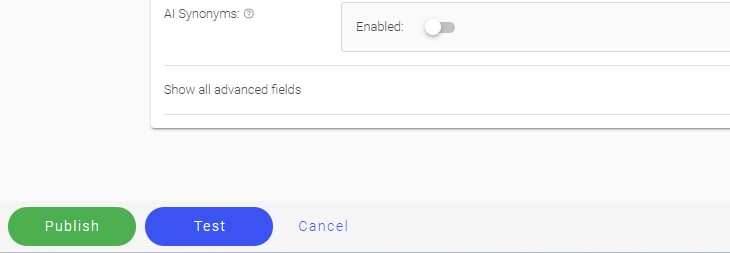 Publish test buttons