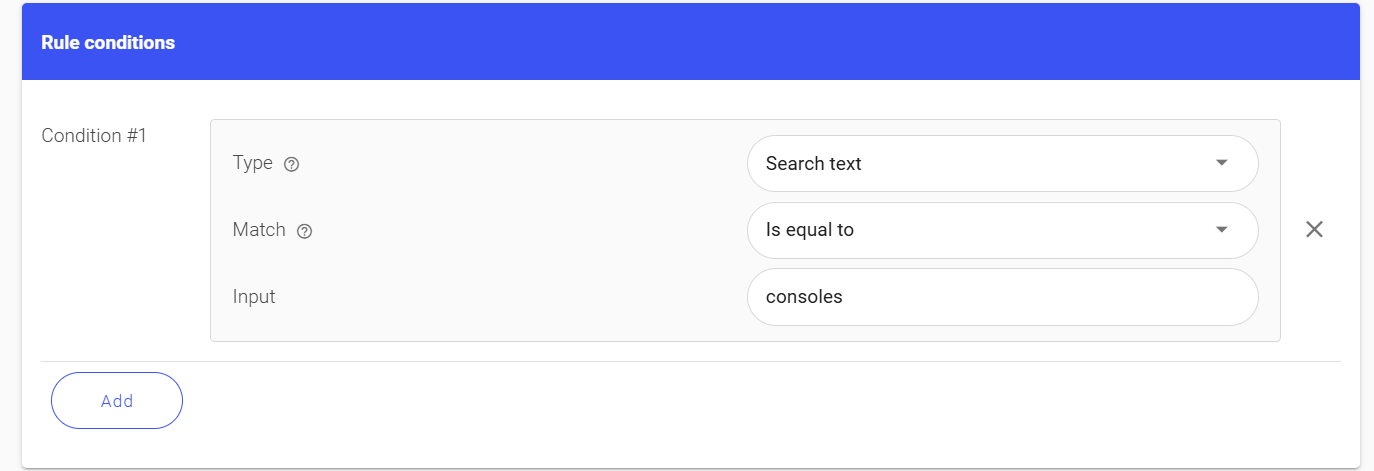 Query rule conditions view